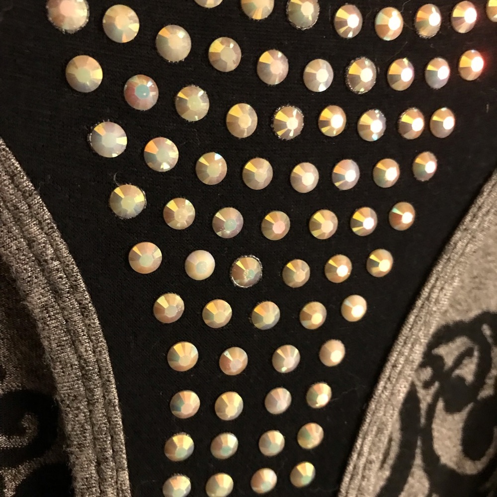 💎 Vocal 💎 Embellished Top - L - Gray - Picture 4 of 4